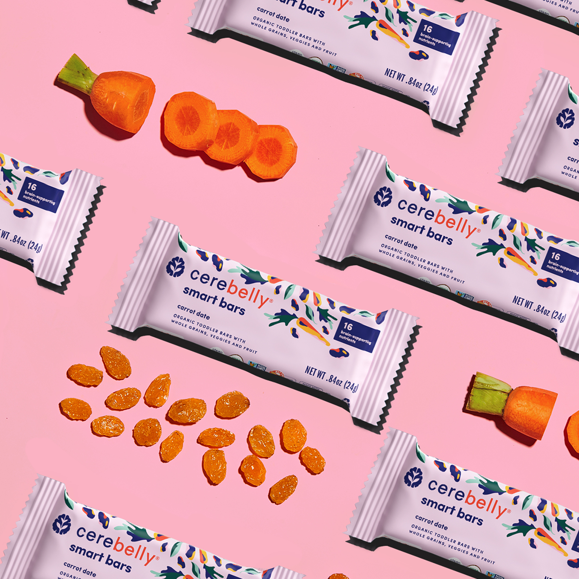 Cerebelly Organic Toddler Snack Bars, Carrot Date, 5 Count