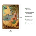 thumbnail image 2 of Visit Hawaii - Hawaiian Hula Dancer with Ukulele - Vintage Hawaiian Travel Poster by Rick Sharp - 8 x 12 inch Vintage Wood Art Sign, 2 of 4