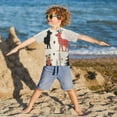 thumbnail image 3 of FORMRS Boys Rash Guard with Short Sleeves UPF 50+ Swim Shirts Sizes 3-12T, Retro Christmas Forest, 3 of 6
