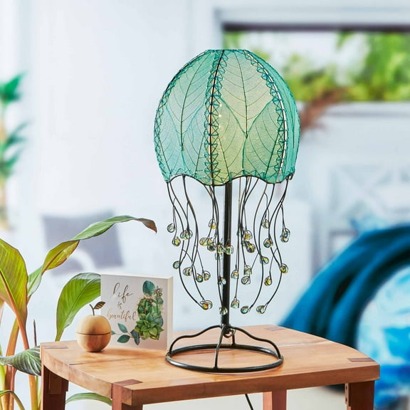 Eangee Home Design Jellyfish Table Lamp, Shade Made Of Cocoa Leaves, 10x10x24 Inches