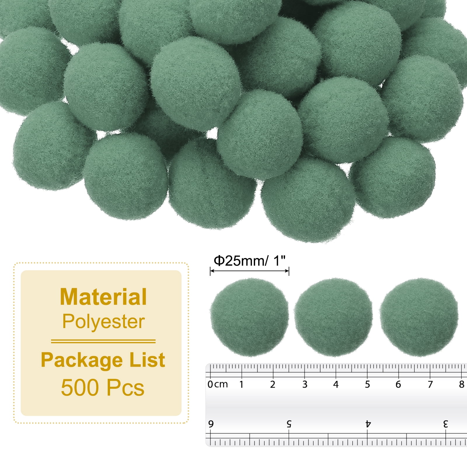1inch Pom Poms for Crafts, 500pcs Pompoms for Crafts Puff Balls Bulk Fuzzy Balls for Hats Christmas Art DIY, Blue Green