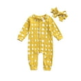 thumbnail image 1 of Qiylii Geometric Pattern Baby Bodysuit Round Neck Long Sleeve Romper+ Headband, 1 of 7