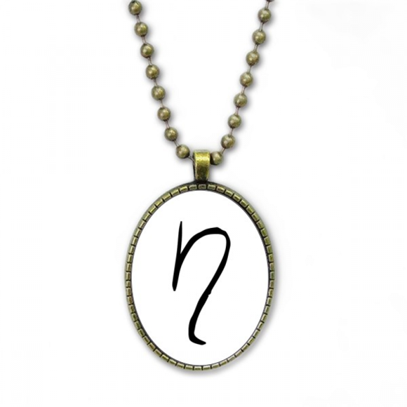 greek alphabet eta black necklace vintage chain bead pendant jewelry collection