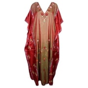 Mogul Womens Indian Kaftan Double Shaded Floral Embroidered Kashmiri Caftan Lounge Wear Beach Caftans Maxi Dress Cover Up Gift Ideas