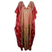 Mogul Womens Indian Kaftan Double Shaded Floral Embroidered Kashmiri Caftan Lounge Wear Beach Caftans Maxi Dress Cover Up Gift Ideas