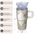 thumbnail image 3 of 20oz Geometric Design Insulated Travel Mug, Stainless Steel Double Wall Tumbler with Handle Leak Proof Texture Straw, 3 of 5