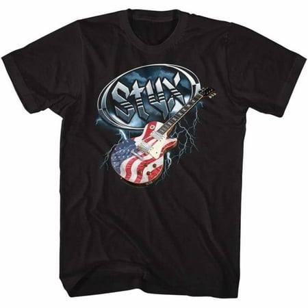 Styx Music Flag Guitar Adult Short Sleeve T Shirt