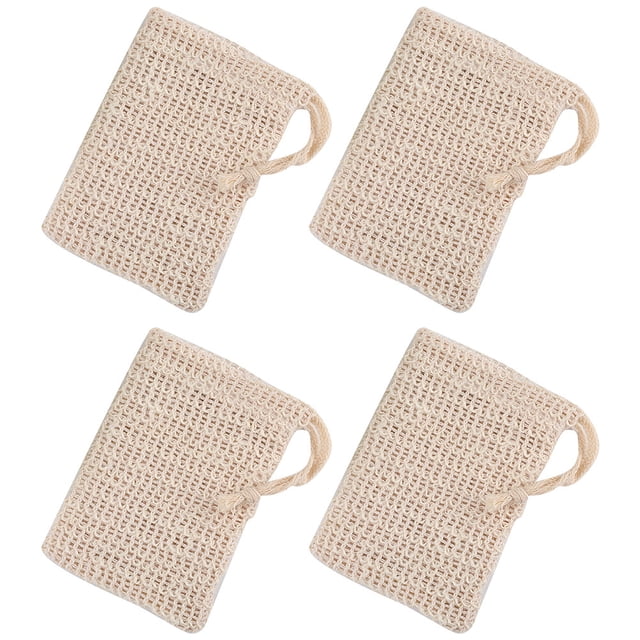 4 bolsas de jabón exfoliante hechas a mano para baño y ducha.