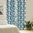 thumbnail image 2 of Ambesonne Blue and Pink Window Curtains, Soft Chrysanthemums, Each 28" W x 84" L, Deep Sky Blue Rose, 2 of 3