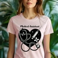 thumbnail image 5 of Medical Assistant Graphic T-Shirt with Heart and Stethoscope Design, Maroon, Size S, 5 of 6
