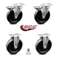 thumbnail image 2 of 6 Inch Phenolic Swivel Top Plate Caster Set with 2 Brakes 2 Rigid Service Caster, 2 of 2