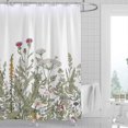thumbnail image 1 of Rock Cloud Floral Shower Curtain 180x200cm, Watercolor Flowers Fabric Bathroom Curtains Set with Hooks Decorative Botanical Leaves Pattern Machine Was, 1 of 5