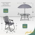 thumbnail image 5 of 8 Piece Patio Dining Set, Garden Outdoor Furniture Table Set with Removable Umbrella, Glass Table, and 6 Folding Chairs (Grey), 5 of 5