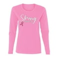 thumbnail image 2 of Wild Bobby Strong Joshua 1:9 Breast Cancer Breast Cancer Awareness Women Graphic Long Sleeve Tee, Light Pink, Large, 2 of 6