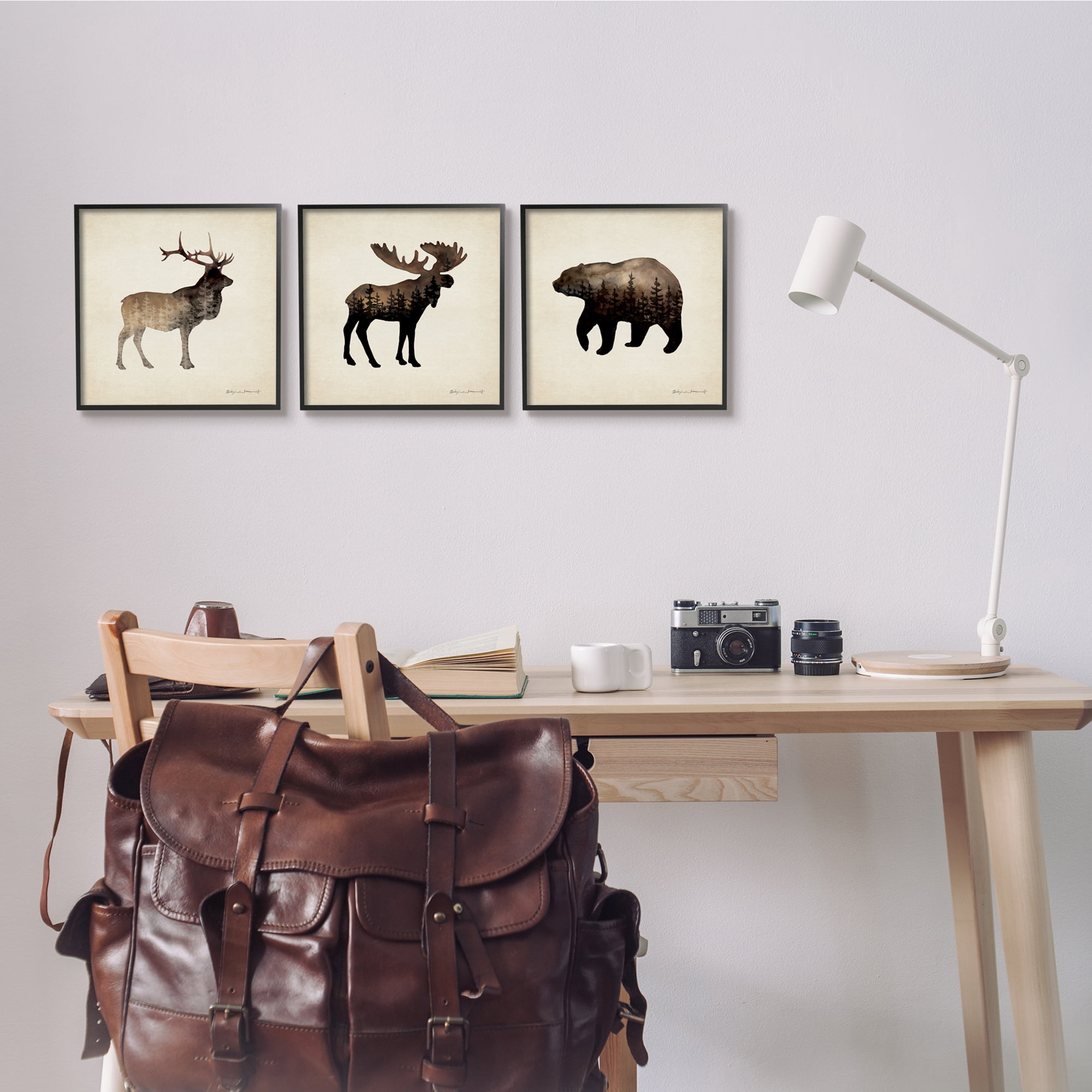 Stupell Industries Woodland Animal Silhouettes Rustic Forest Pine Tree Landscape, 12 x 12, Design by Stephanie Workman Marrott