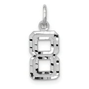 VSIRIUS 14kw Small Brushed Diamond-cut Number 8 Charm QWSN08