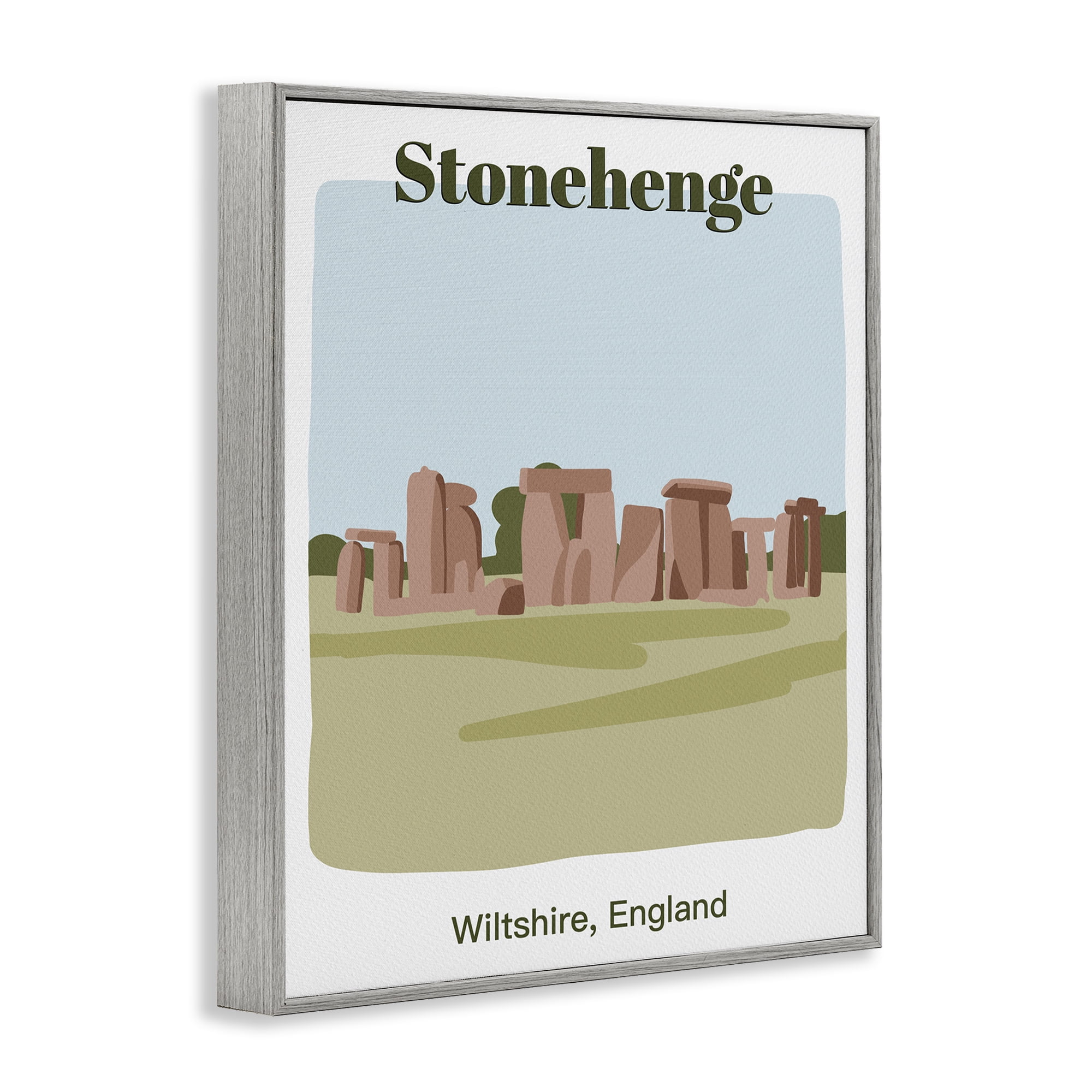 Stupell Industries Stonehenge Landmark Architecture Town & City Painting Gray Framed Art Print Wall Art, 16 x 20