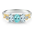 thumbnail image 2 of Gem Stone King 1.54 Ct Oval Blue Apatite Sky Blue Aquamarine 925 Silver and 10K Yellow Gold G-H Lab Grown Diamond Women Ring (Size 7), 2 of 4