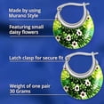 thumbnail image 3 of Green Murano Style Millefiori Glass Hoop Earrings for Women Daisy Flower Stainless Steel Jewelry Ct. 30 Birthday Christmas Gifts, 3 of 12