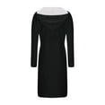 thumbnail image 5 of dazeni Womens Sweater Dresses Fall 2024 Casual Long Sleeve Drawstring Hoodies Sweatshirt Slim Fit Solid Color V Nneck Pullover Tunic Midi Dress, 5 of 6
