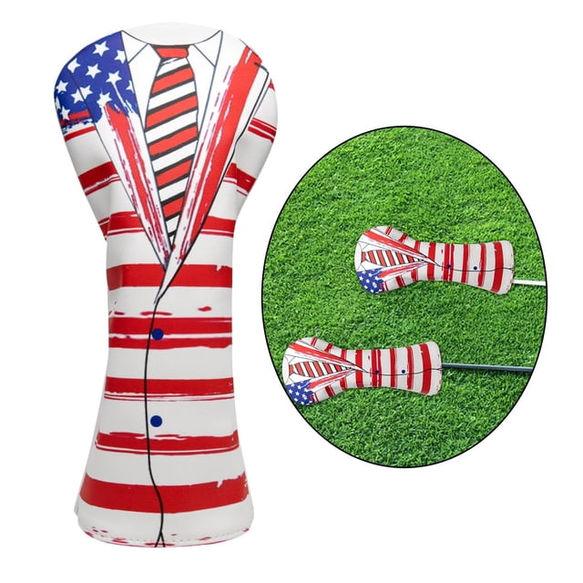 Bonito traje de bandera nacional, cubierta de cabeza de Golf, fundas protectoras de cuero para palos de Golf, mangas protectoras para conductor, Fairway Wood Hybrid Cola Casco de palo de golf
