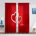 thumbnail image 4 of Hot Pink Love Hearts Sheer Voile Curtain Princess Cute Modern Minimalist Tulle Curtains for Living Room Bedroom Kitchen, 4 of 7