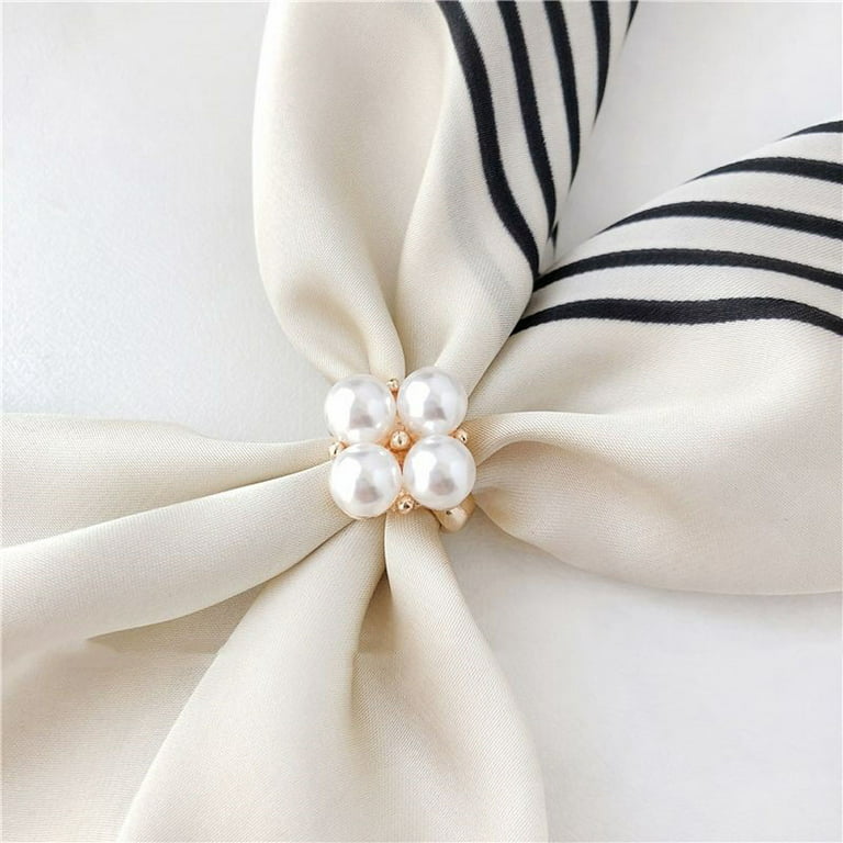 Fashion Women's Crystal Horseshoe Buckle Silk Scarf Brooches For