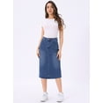 thumbnail image 4 of DARING DIVA Women's Denim Split Back Pockets Midi Jean Skirts S Sky Blue, 4 of 6