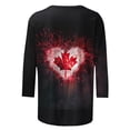 thumbnail image 4 of 3/4 Sleeve Shirt for Women - Happy Canada Day Graphic Tee, Red & White Maple Leaf Printed -Breathable Cotton Round Neck Blouse, 4 of 5