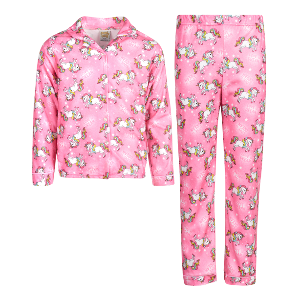 Sweet & Sassy Girl's Flannel Pajamas 2 Piece Long Sleeve Button Down Shirt and Pajama Pants