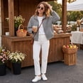 thumbnail image 5 of Dweltoz Women's Plaid Bomber Jacket Stand Collar Zip Up Cropped Coat Lightweight Checkered Long Sleeve Outerwear Oversized Casual Spring Fall Gingham Jacket with Pockets,Black S, 5 of 6