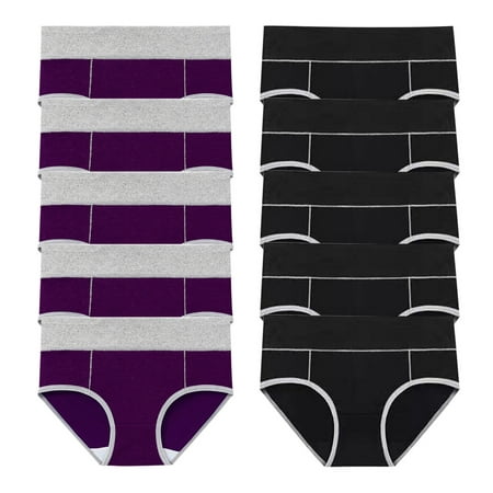 ATOYSOY Women s Multipack Solid Panty Classic Briefs Comfy Shapewear Control Briefs Seamless Stretchy Underpants Plus Size Hip Lifting Cotton Panties  10 Pack Clearance Purple XXXXL