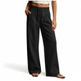 thumbnail image 7 of Oksale Cotton Pants Women with Pockets Tall Elastic High Waisted Smocked Palazzo Pants Casual Drawstring Summer Pants Fashion Clothing Black L, 7 of 7