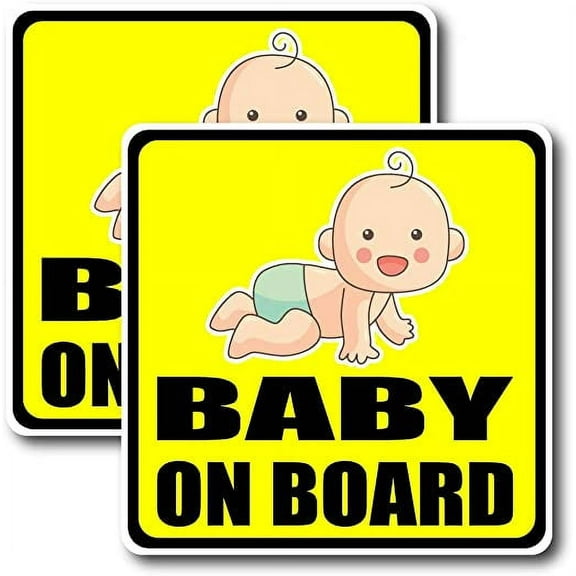 Pair | Cute Baby on Board Graphic Decals Sticker 5" x 5"