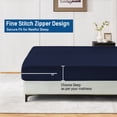 thumbnail image 4 of 1-Piece Fitted Sheet Zippered Closure for Olympic Queen Size (66" x 80") ,100% Microfiber, 15" Deep Pocket, Navy Blue Solid Pattern, 4 of 6