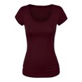 thumbnail image 4 of Emmalise Women's Short Sleeve Tshirt Scoop Neck Tee Value Set (3Pk, Blk, Burgundy, Oat, Medium), 4 of 6