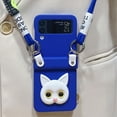 thumbnail image 3 of Cute Case Compatible with Samsung Galaxy Z Flip 3 with Lanyard Hinge Protection Folding Cat Case for Girls-Blue, 3 of 6