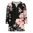 thumbnail image 5 of Tejiojio 3/4 Length Seelve Shirts for Women Casual Printed Crewneck Blouse Loose Fit Summer Top, 5 of 5