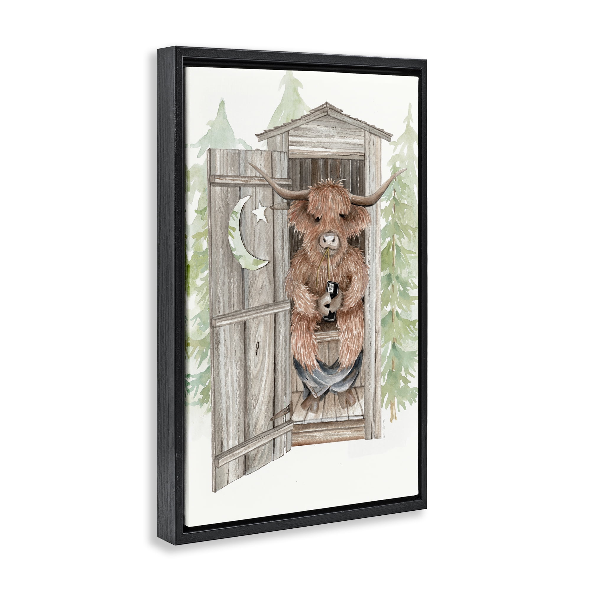 Stupell Industries Lost In Scroll Outhouse Black Framed Floater Canvas Wall Art, design by Cindy Jacobs