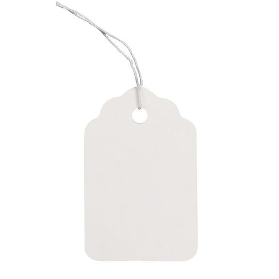 SSWBasics #4 Strung White Merchandise Price Tags - 15/16"W x 1-1/2"H - Pack of 1000- White