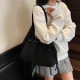 thumbnail image 3 of Suede Shoulder Bag Vintage Drawstring Medium Handbag Slouchy Purse, 3 of 7