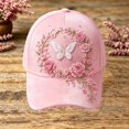 thumbnail image 2 of MuXiKeJi Clothes Pink Ribbon Cancer Awareness Hat Floral Print Baseball Cap Adjustable Fit Women Support Awareness Cap, 2 of 4