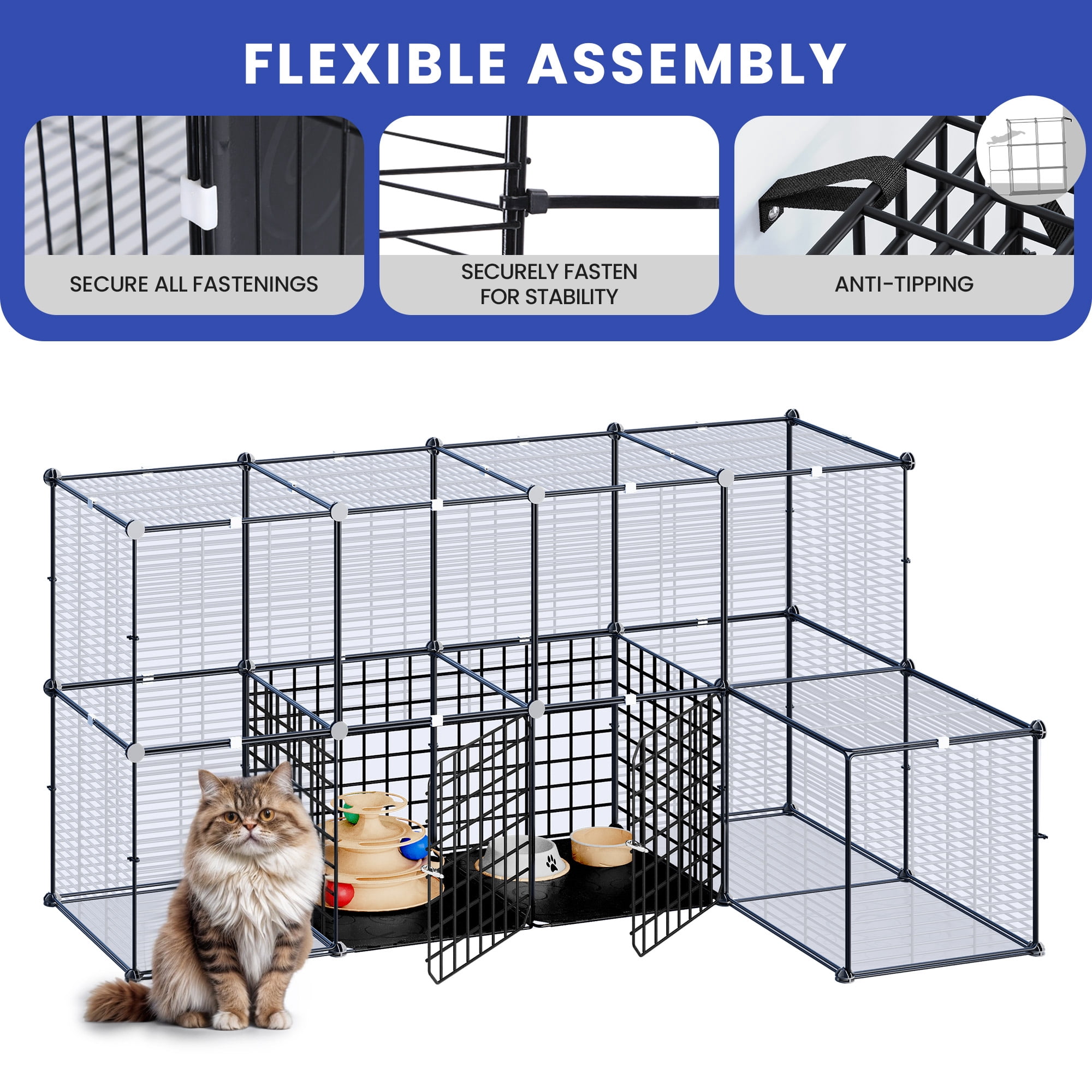 ModFusion Large 4‑Tier Cat Catio Cage for 1‑4 Cats Metal Indoor Outdoor Enclosure