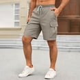 thumbnail image 2 of Viadha Mens Cargo Shorts Summer Cotton Solid Casual Work Shorts Elastic Waist Five Quarter Pants with Pockets, 2 of 10