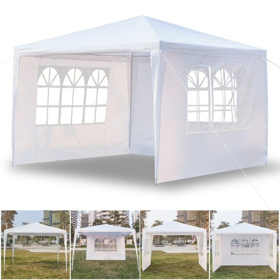 3*3m Canopy Tent, Canopy Party Tent with 3 Removable Sidewalls,Waterproof Gazebo Tent for Patio/Outdoor/Wedding Parties and Events, White
