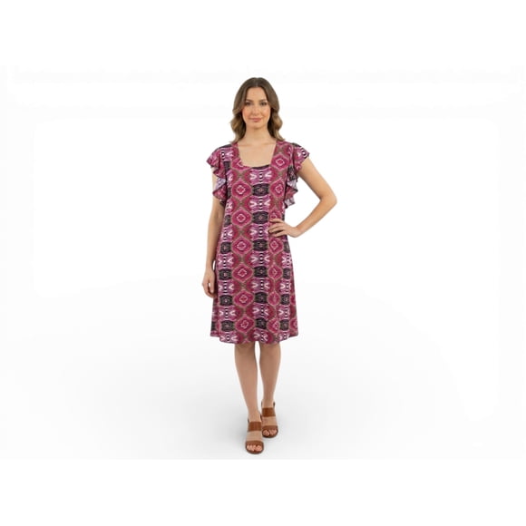 Chemin de Moda Women's Flutter Sleeve Floral Midi Dress, Square Neck Summer Dress