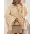 thumbnail image 5 of Suéter PRETTYGARDEN con Botones, Cuello Simulado y Mangas Farol Beige S, 5 of 5