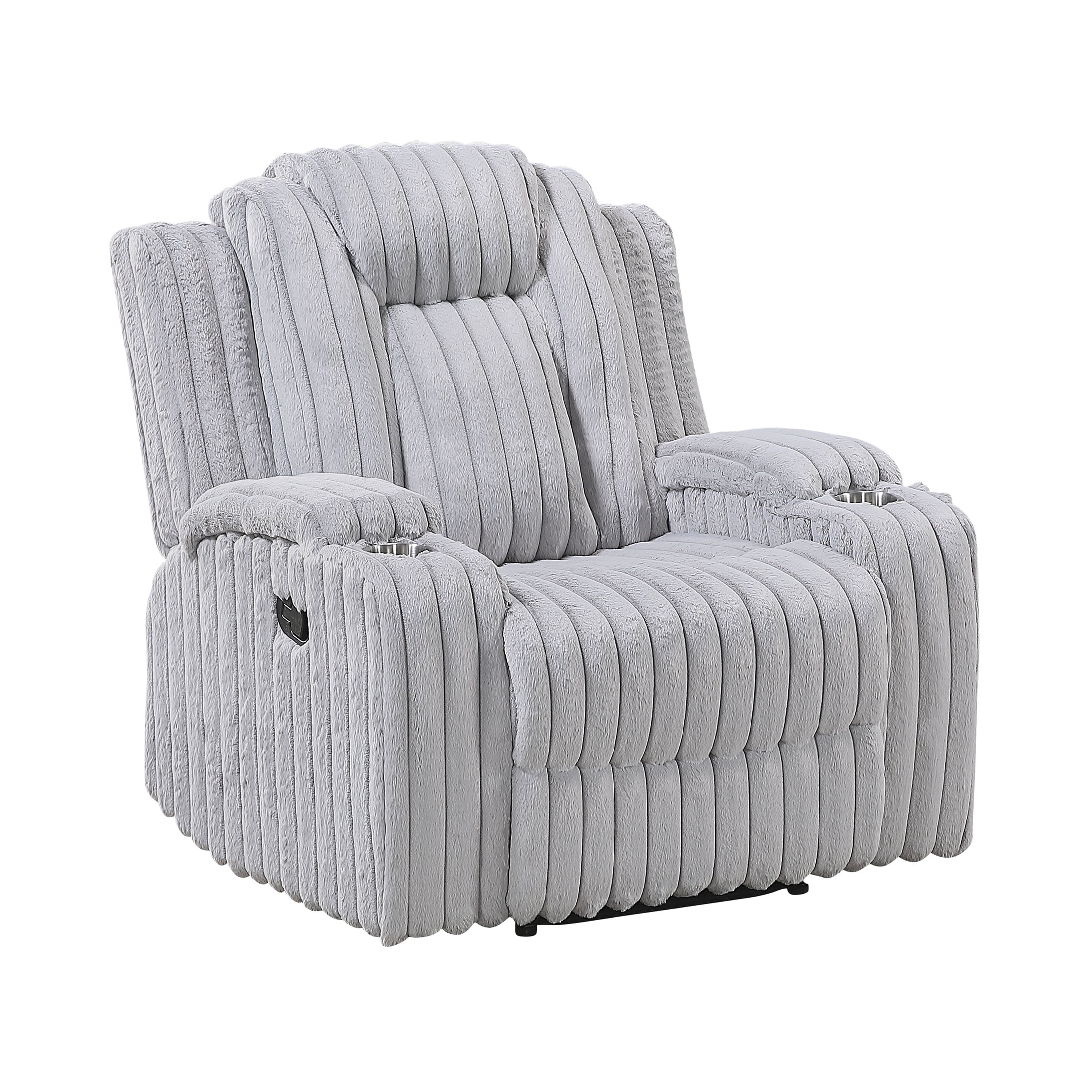 OakvillePark Lumora Corduroy Manual Reclining Chair with Cup Holders, Light Gray