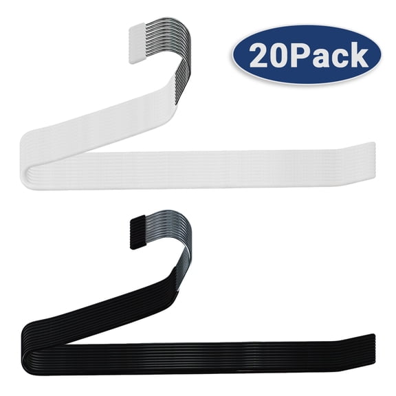 20 Pack Metal Pants Hangers, Open Ended Non Slip Design for Jeans and Trousers, Space Saving Closet Organizer for Scarves Ties Towels for Men and Women