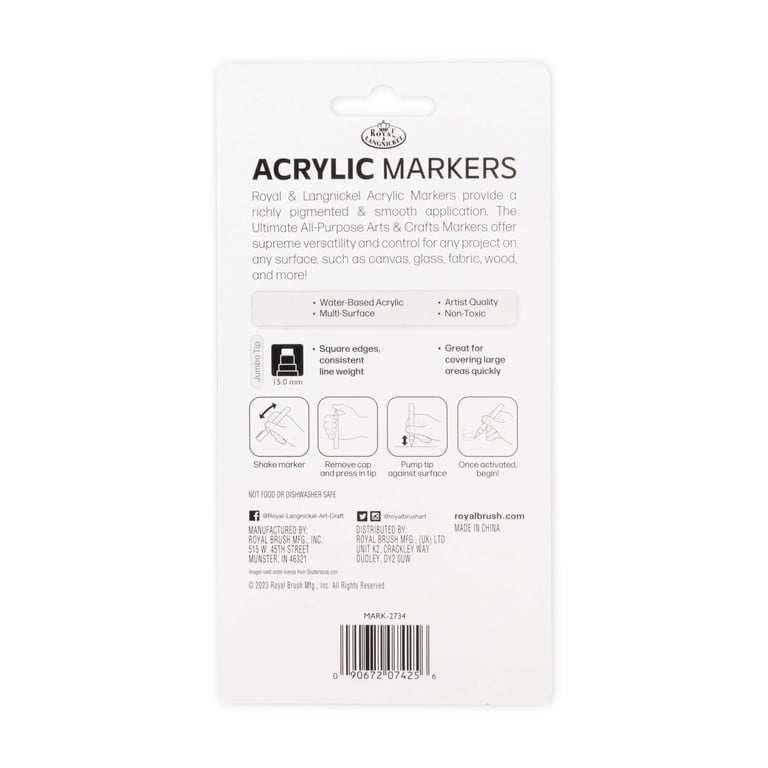 Royal & Langnickel Acrylic Broad Markers, Black & White photo 6